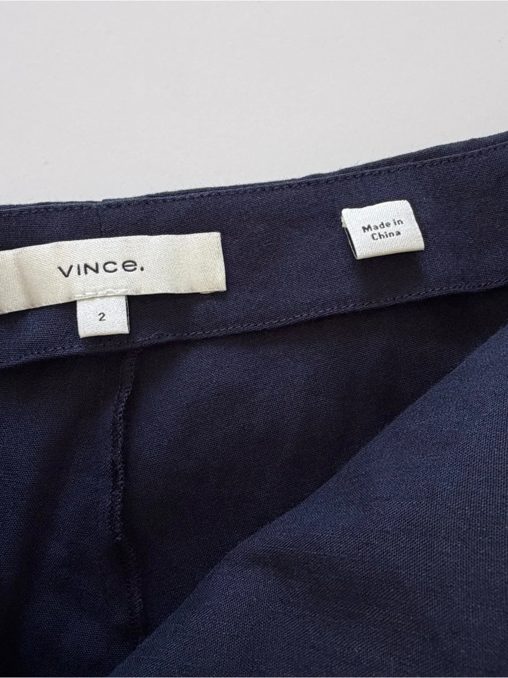 Vince Skirt Womens 2 Navy Blue Asymmetric Faux Wrap Belted Linen Blend
